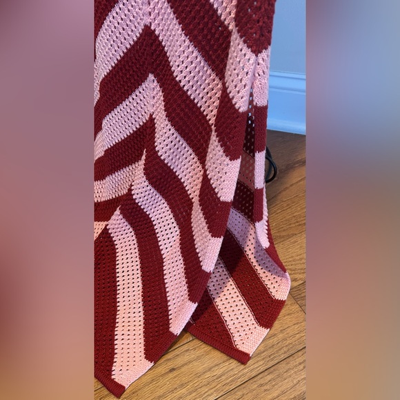 NWT NA-KD Chevron Patterned Red and Pink Crochet Maxi Dress 100% Cotton - Picture 9 of 13